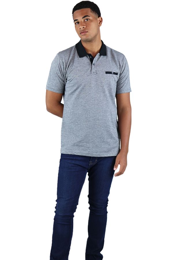 Playera Tipo Polo Tela Tejido A Puntos Color Gris Slim Fit Para Hombre